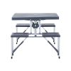 Outsunny Folding Picnic Table with Seats and Umbrella Hole, Portable Camping Chairs Set, 4-Seat, Aluminum Frame, Dark Gray