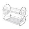 Multifunctional S-shaped Dual Layers Bowls & Dishes & Chopsticks & Spoons Collection Shelf Dish Drainer XH