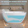 55 Inch Acrylic Freestanding Bathtub Contemporary Soaking White Tub with Overflow and Pop-up Drain Matte White