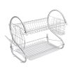 Multifunctional S-shaped Dual Layers Bowls & Dishes & Chopsticks & Spoons Collection Shelf Dish Drainer XH