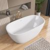 55 Inch Acrylic Freestanding Bathtub Contemporary Soaking White Tub with Overflow and Pop-up Drain Matte White