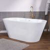 55 Inch Acrylic Freestanding Bathtub Contemporary Soaking White Tub with Overflow and Pop-up Drain Gloss White