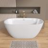 55 Inch Acrylic Freestanding Bathtub Contemporary Soaking White Tub with Overflow and Pop-up Drain Matte White