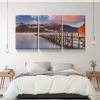 3 Panels Framed Jetty & Lake Canvas Wall Art Decor,3 Pieces Mordern Canvas Decoration Painting for Office,Dining room,Living room