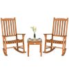 3 Pieces Eucalyptus Rocking Chair Set with Coffee Table