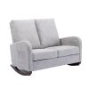 COOLMORE Rocking Chair Upholstered Mid Century Modern Rocker Oversized Wingback Armchair for Living Room