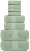 Luxury Green Bath Towel Set Combed Cotton Hotel Quality Absorbent 8 Piece Towels | 2 Bath Towels | 2 Hand Towels | 4 Washcloths