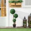 Artificial Plant for Home Decor Indoor & Outdoor Fake Plants Artificial Tree in Pot, 3 Ball Boxwood Topiary Tree for Home Office, Living Room Decor