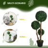 Artificial Plant for Home Decor Indoor & Outdoor Fake Plants Artificial Tree in Pot, 3 Ball Boxwood Topiary Tree for Home Office, Living Room Decor