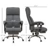 Executive Massage Office Chair with 4 Vibration, Computer Desk Chair, PU Leather Heated Reclining Chair with Adjustable Height, Swivel Wheels, Gray