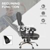 Executive Massage Office Chair with 4 Vibration, Computer Desk Chair, PU Leather Heated Reclining Chair with Adjustable Height, Swivel Wheels, Gray