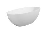 65" Luxury Handcrafted Stone Resin Freestanding Soaking Bathtub with Overflow in Matte White, cUPC Certified - 24S06-65MW