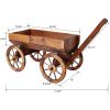 Wood Wagon Flower Planter Pot Stand W/Wheels Home Garden Outdoor Decor