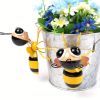 2pcs/set, Metal Bee Decorations, Patio Art Garden Decoration, Cute Bee Lawn Decorations, Hanging Wall Sculpture, Hanging Decorations