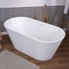 55 Inch Acrylic Freestanding Bathtub Contemporary Soaking White Tub with Overflow and Pop-up Drain Gloss White