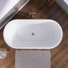 55 Inch Acrylic Freestanding Bathtub Contemporary Soaking White Tub with Overflow and Pop-up Drain Gloss White