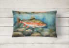 Nautical Collection Throw Pillow Throw Pillow for Indoor Couch Bed Outdoor Patio Washable, Brook Trout 2774,12Hx16W