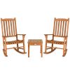 3 Pieces Eucalyptus Rocking Chair Set with Coffee Table