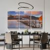 3 Panels Framed Jetty & Lake Canvas Wall Art Decor,3 Pieces Mordern Canvas Decoration Painting for Office,Dining room,Living room