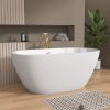 55 Inch Acrylic Freestanding Bathtub Contemporary Soaking White Tub with Overflow and Pop-up Drain Matte White