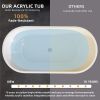 55 Inch Acrylic Freestanding Bathtub Contemporary Soaking White Tub with Overflow and Pop-up Drain Gloss White