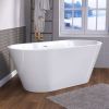 55 Inch Acrylic Freestanding Bathtub Contemporary Soaking White Tub with Overflow and Pop-up Drain Gloss White