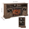 60 Inch Electric Fireplace Entertainment Center With Door Sensor-Reclaimed Barnwood Color