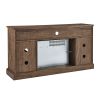 60 Inch Electric Fireplace Entertainment Center With Door Sensor-Reclaimed Barnwood Color