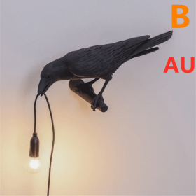 Creative Auspicious Bird Resin Wall Lamp Decoration (Option: Black-B-AU)