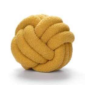 Soft Knot Ball Pillows Throw Knotted Handmade Round Plush Pillow (Color: yellow, size: 28CM)