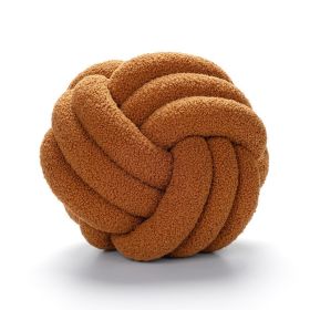 Soft Knot Ball Pillows Throw Knotted Handmade Round Plush Pillow (Color: Brown, size: 28CM)