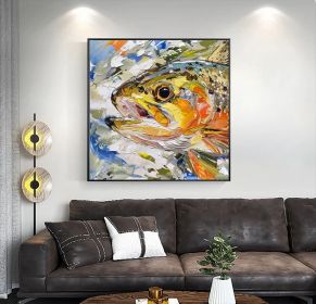 Trout Fish Oil Painting On Canvas Fish Original Canvas Fine Art Animals Wall All Decor Gifts for Him (Style: 01, size: 160x160cm)