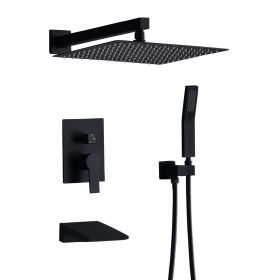 12inch Shower System With Handheld Shower Head (Color: Matte Black)