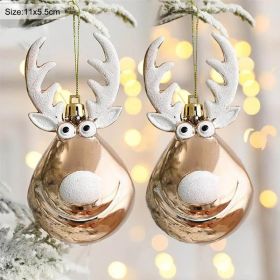 2pcs Elk Christmas Balls Ornaments Xmas Tree Hanging Bauble Pendant Christmas Decorations for Home New Year Party Navidad 2024 (Varient: 2 pcs A)