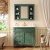 36'' Bathroom Vanity with Medicine Cabinet, Royal Blue Mirror Cabinet, Modern Bathroom Storage Cabinet with 2 Soft Closing Doors and 4 Drawers