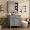 30'' Bathroom Vanity with Top Sink, Modern Bathroom Storage Cabinet with 2 Drawers and a Tipout Drawer, Freestanding Vanity Set with Mirror Cabinet