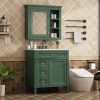 30'' Bathroom Vanity with Top Sink, Modern Bathroom Storage Cabinet with 2 Drawers and a Tipout Drawer, Freestanding Vanity Set with Mirror Cabinet