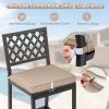 Set of 2 Patio Bar Chairs with Detachable Cushion and Footrest