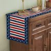 1PC Rectangle Linen Blend Striped Table Runners; Encryption Linen Home Decoration Independence Day Atmosphere Waterproof Table Runner; 72"*13"; Patrio