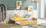 Full Size Wooden House Bed With Twin Size Trundle