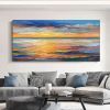 Hand Oil Painting Canvas Wall Art Decoration Abstract Seascape Painting Colorful Seaside Sunset for Home Living Room hallway bedroom luxurious decorat