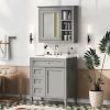 30'' Bathroom Vanity with Top Sink, Modern Bathroom Storage Cabinet with 2 Drawers and a Tipout Drawer, Freestanding Vanity Set with Mirror Cabinet