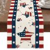 1PC Rectangle Linen Blend Striped Table Runners; Encryption Linen Home Decoration Independence Day Atmosphere Waterproof Table Runner; 72"*13"; Patrio