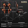 Video Game Chairs for Adults, PU Leather Gaming Chair with Footrest, 360¬∞Swivel Adjustable Lumbar Pillow Gamer Chair